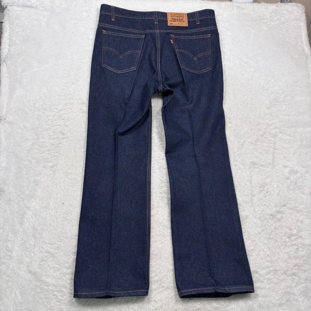 VINTAGE 90s Levis 517 Bootcut Jean Men 38x30 Dark Blue ORANGE TAB Made USA 20517
